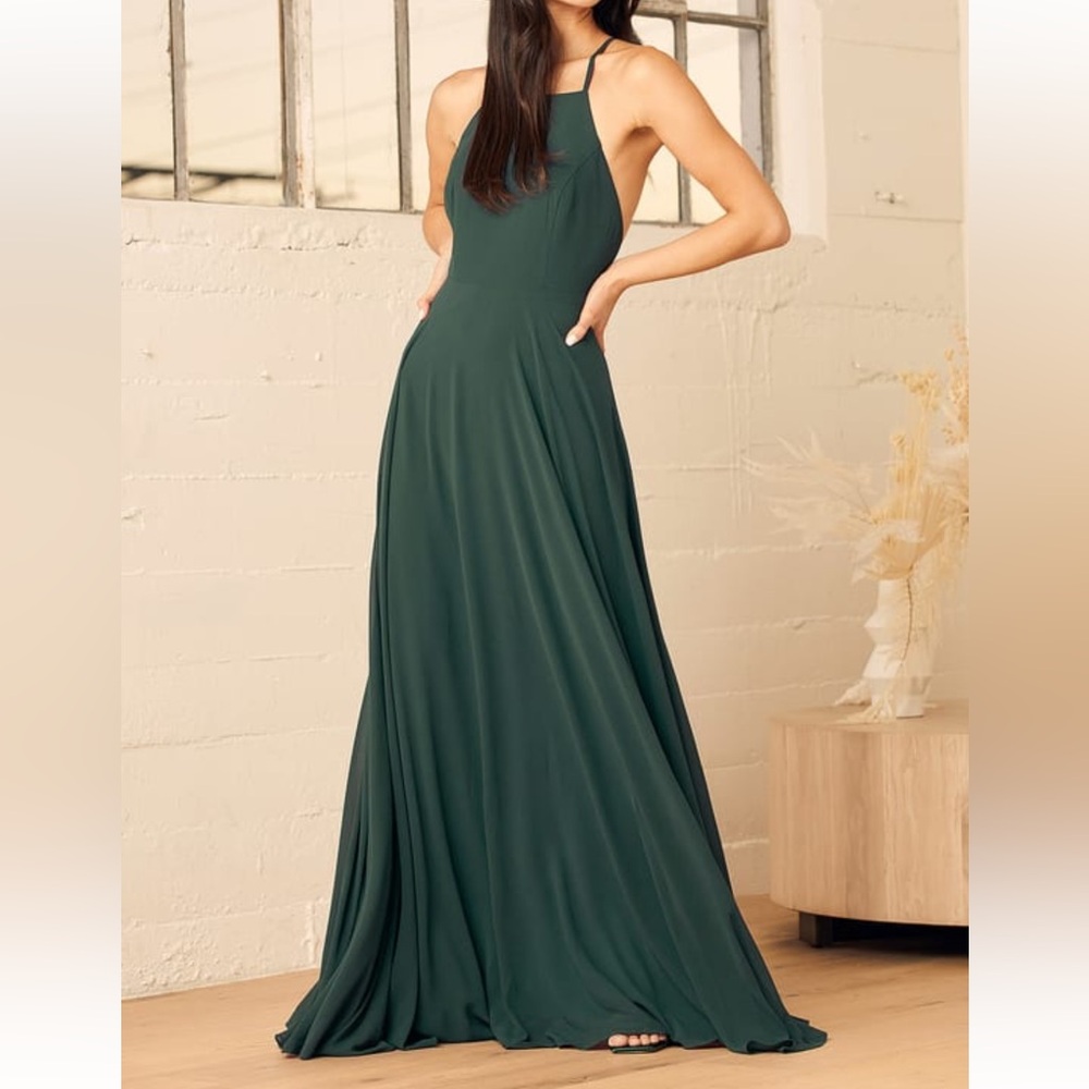 Lulus dark green maxi dress.